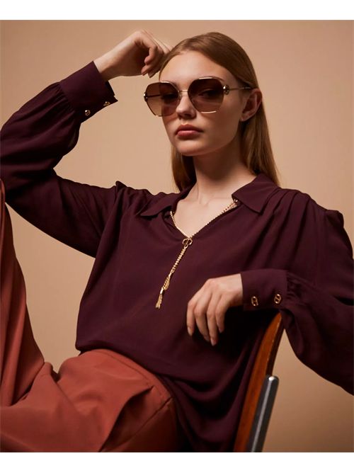 Blusa con arricciature e catena Oval T TWINSET | TP2291/05609